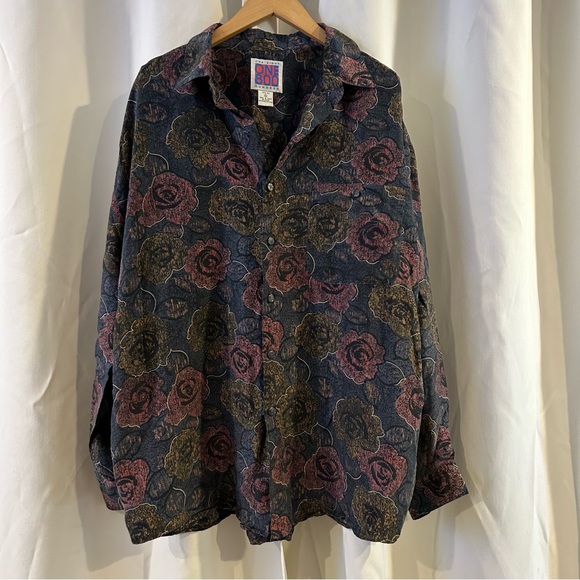 ONE‎ Eight Hundred 800 Mens 100% Silk Button Down Shirt Floral XL Multicolor - Picture 1 of 5